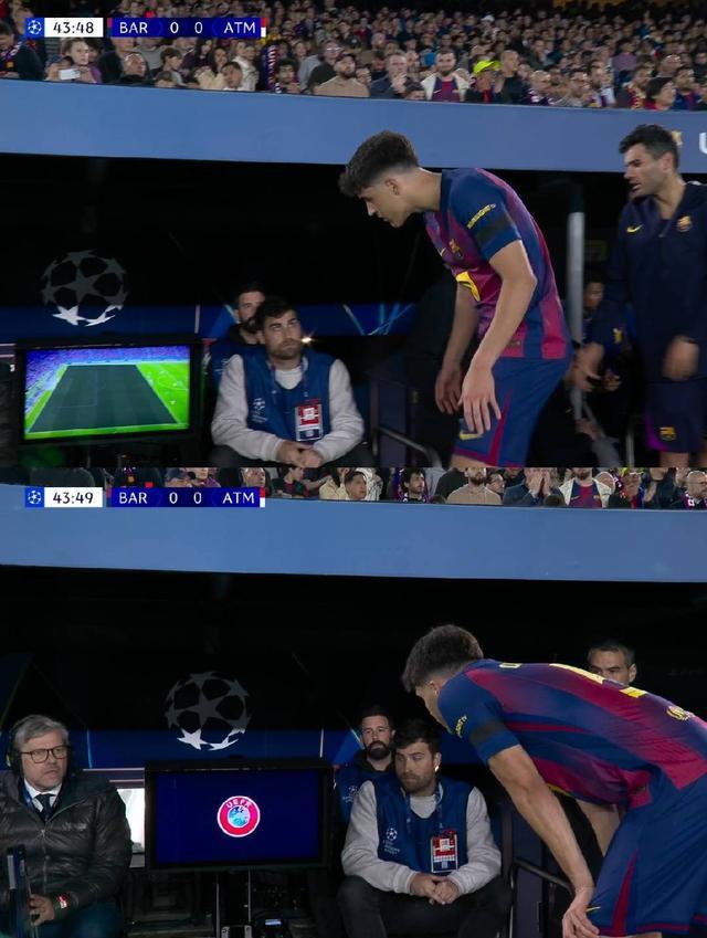 库巴西想看VAR屏幕确认自己的红牌，结果屏幕立即被关掉了